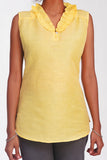 Jessi Cotton Linen Ruffle Yellow Top - noolbyhand.com