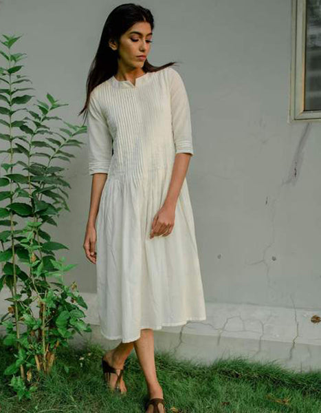 Arundhati Dent Pleated Dress - noolbyhand.com