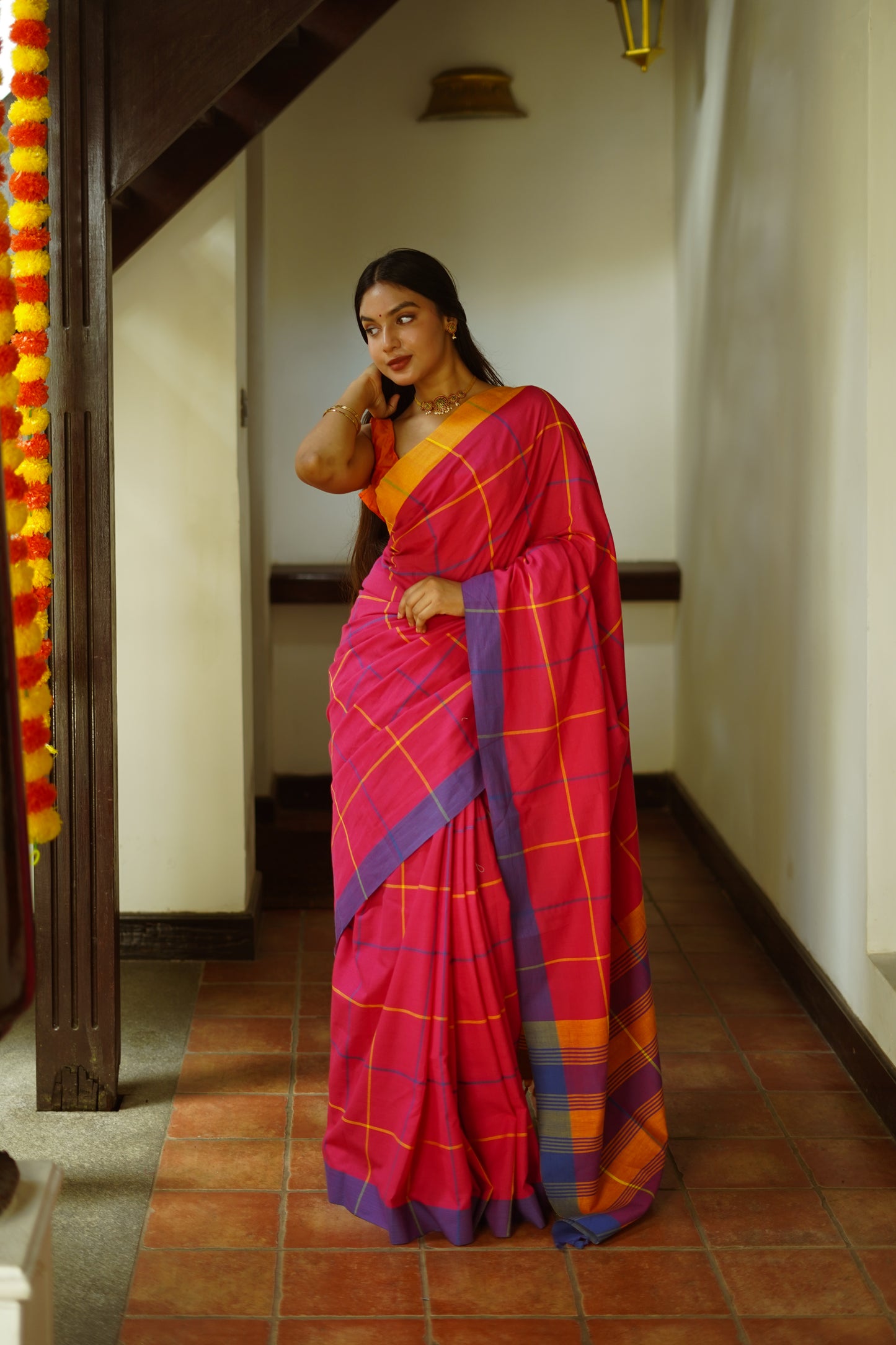 Petal pink - Handwoven cotton saree