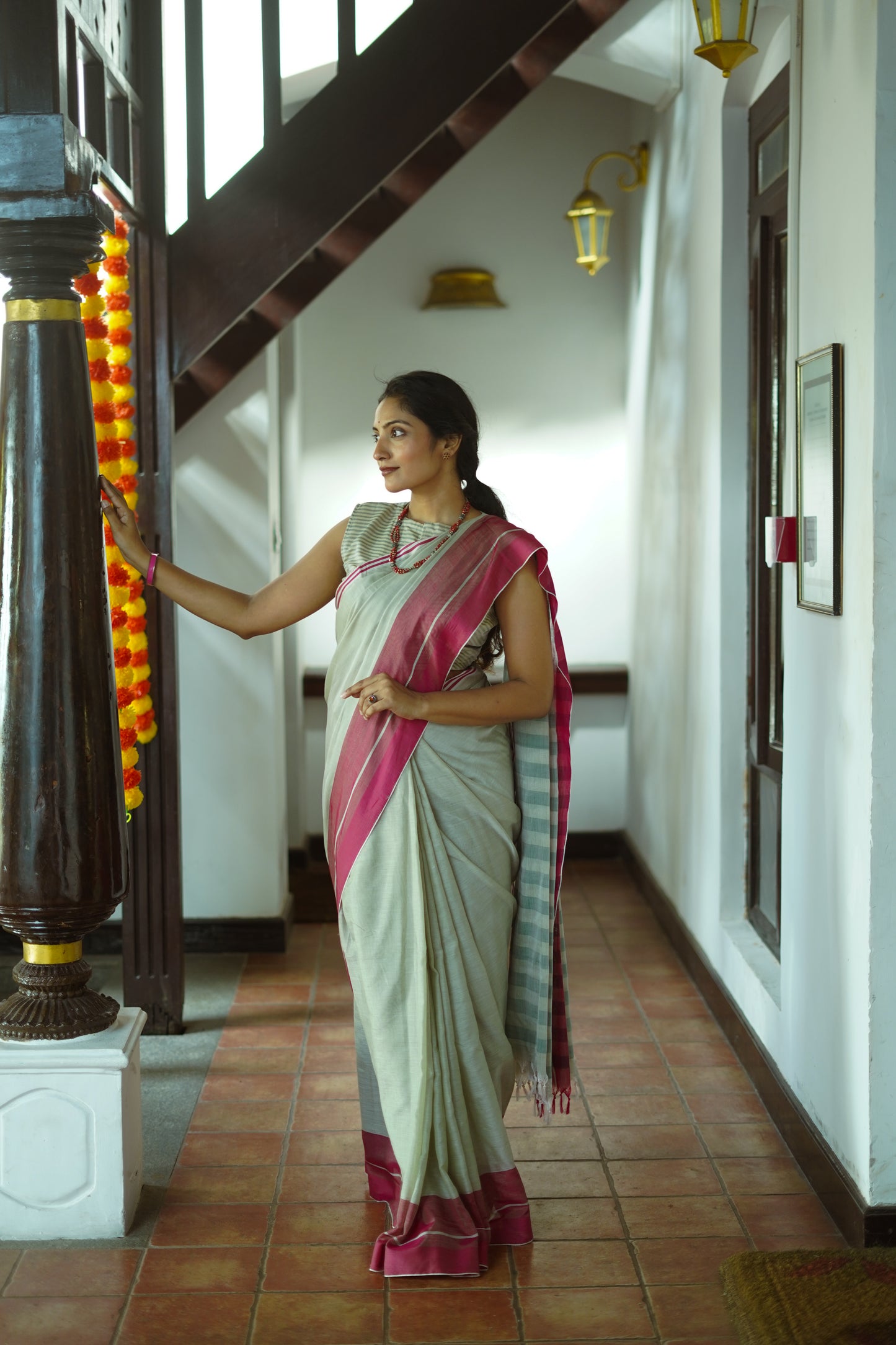 Mint green - Handwoven soft silk saree