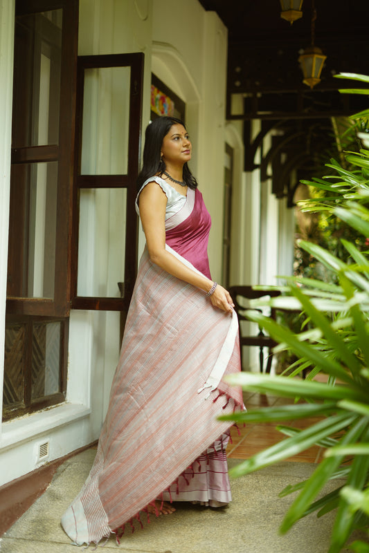 Blush - Handwoven dobby cotton saree