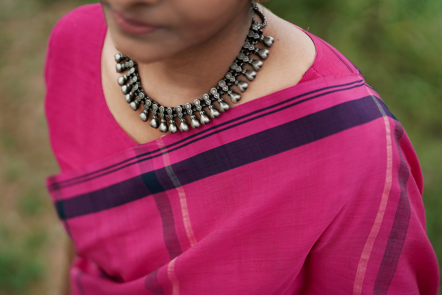 Dusky Petal -Handwoven Jamdhani cotton  saree