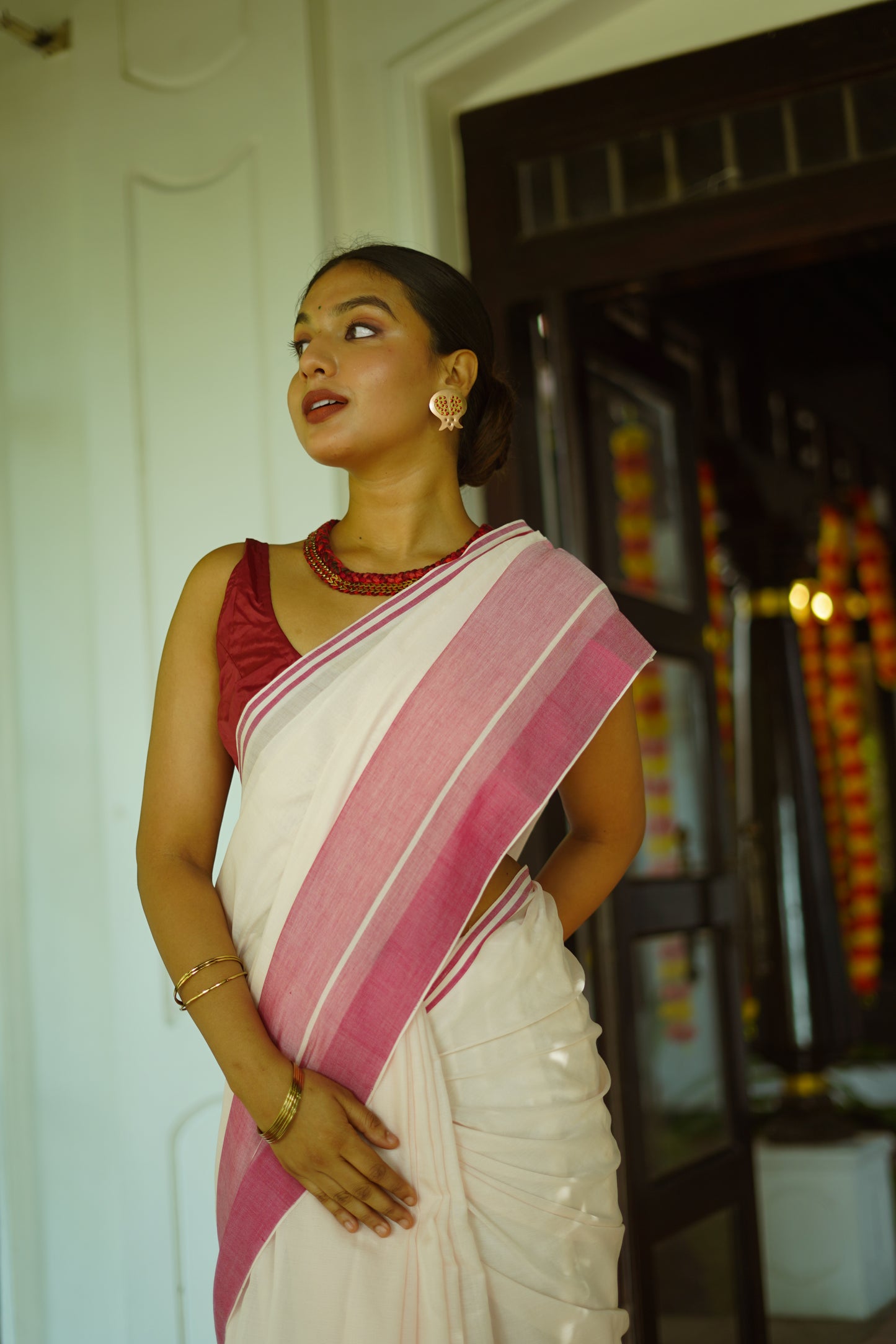 Pink blush  - Handwoven cotton saree