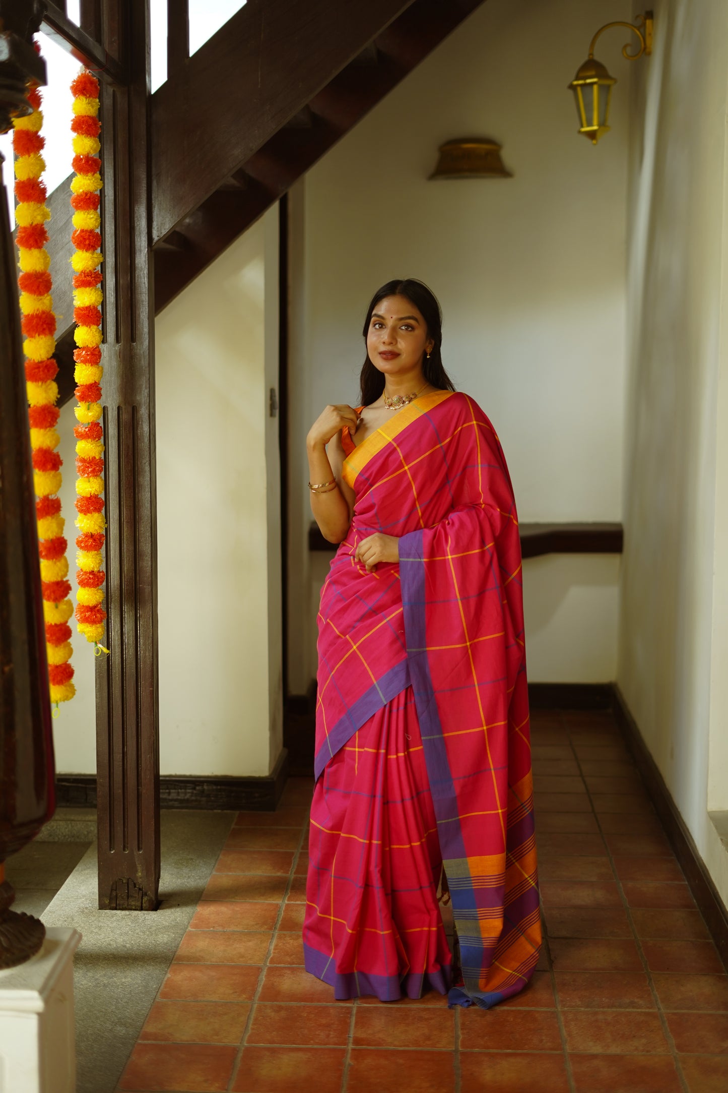 Petal pink - Handwoven cotton saree