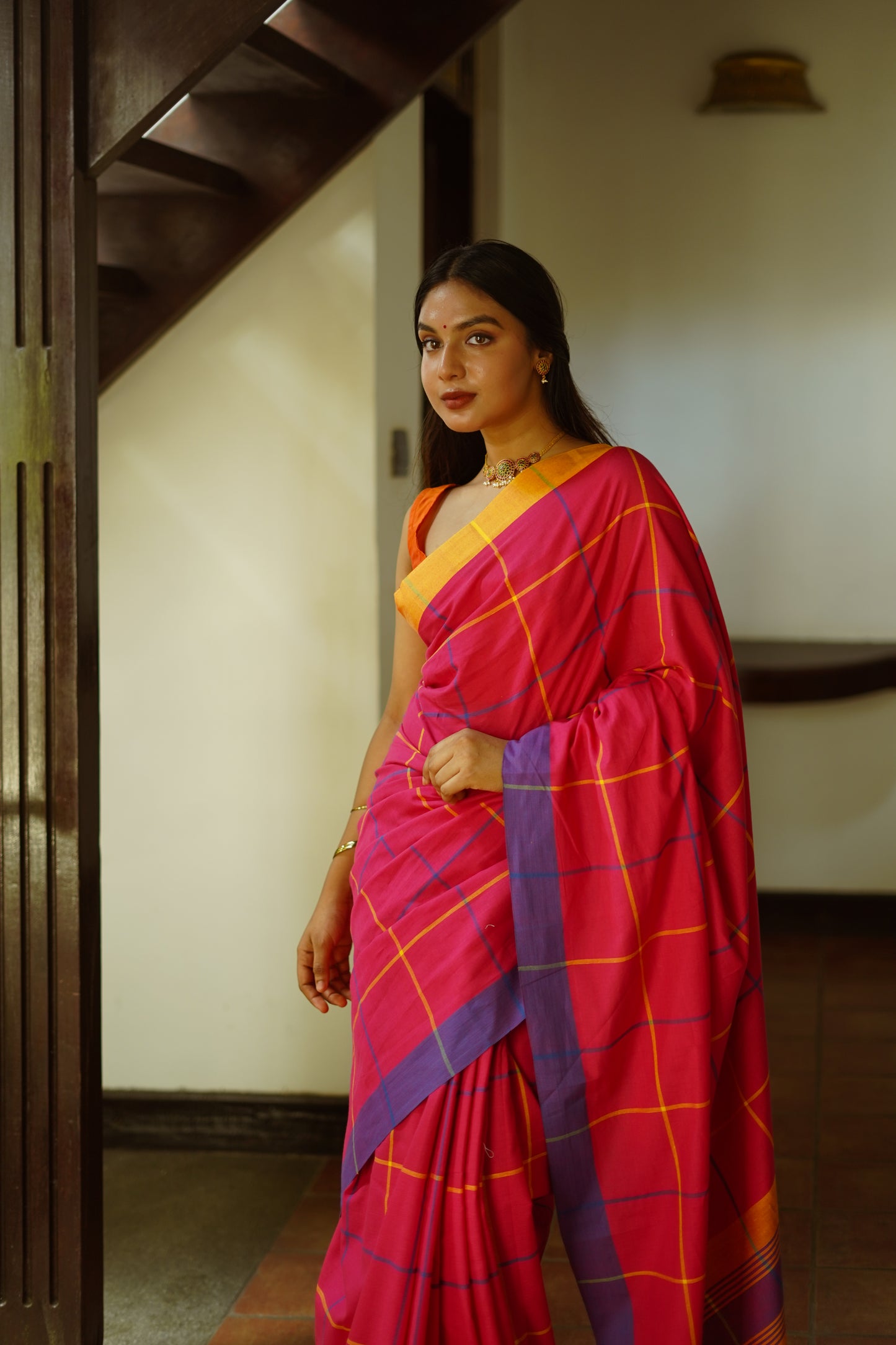 Petal pink - Handwoven cotton saree