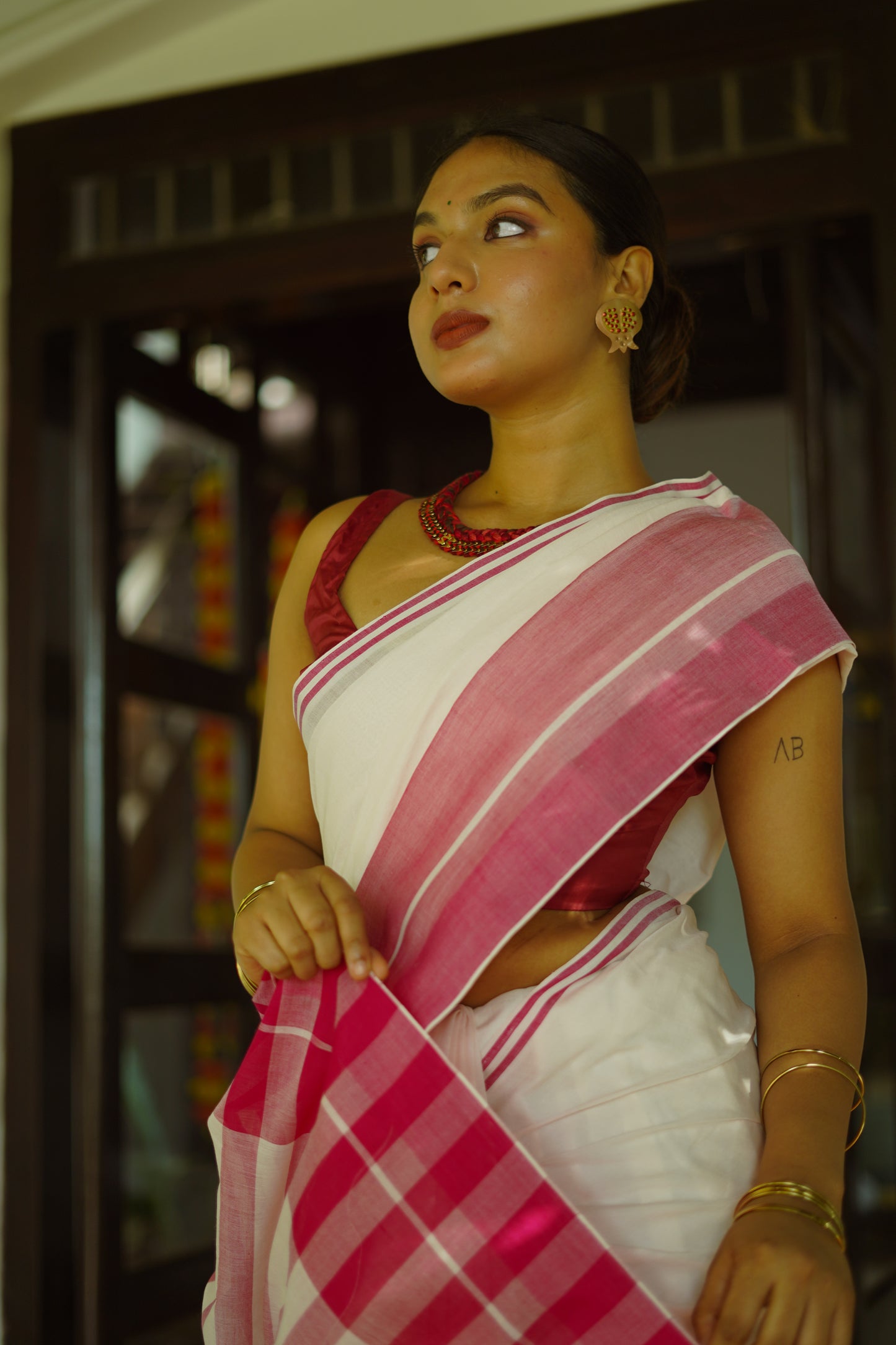 Pink blush  - Handwoven cotton saree