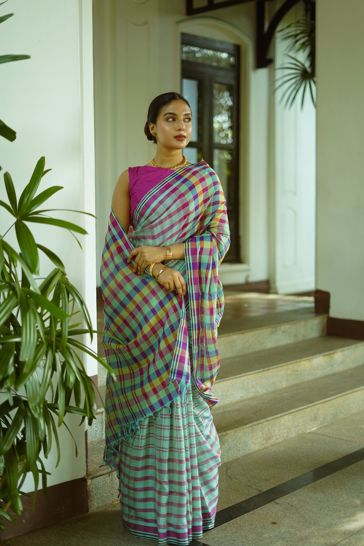 Prism checks - Handwoven soft silk saree