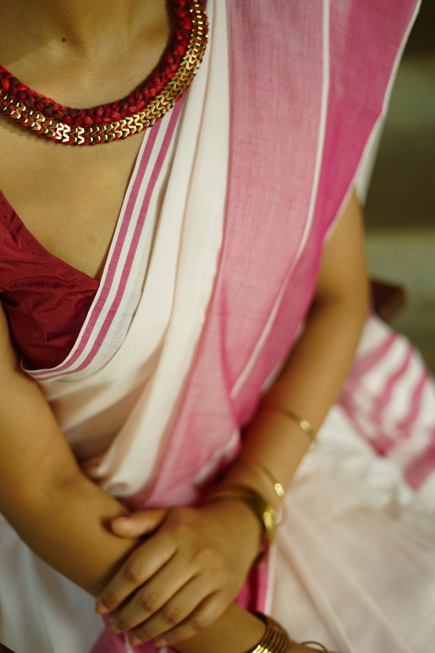 Pink blush  - Handwoven cotton saree