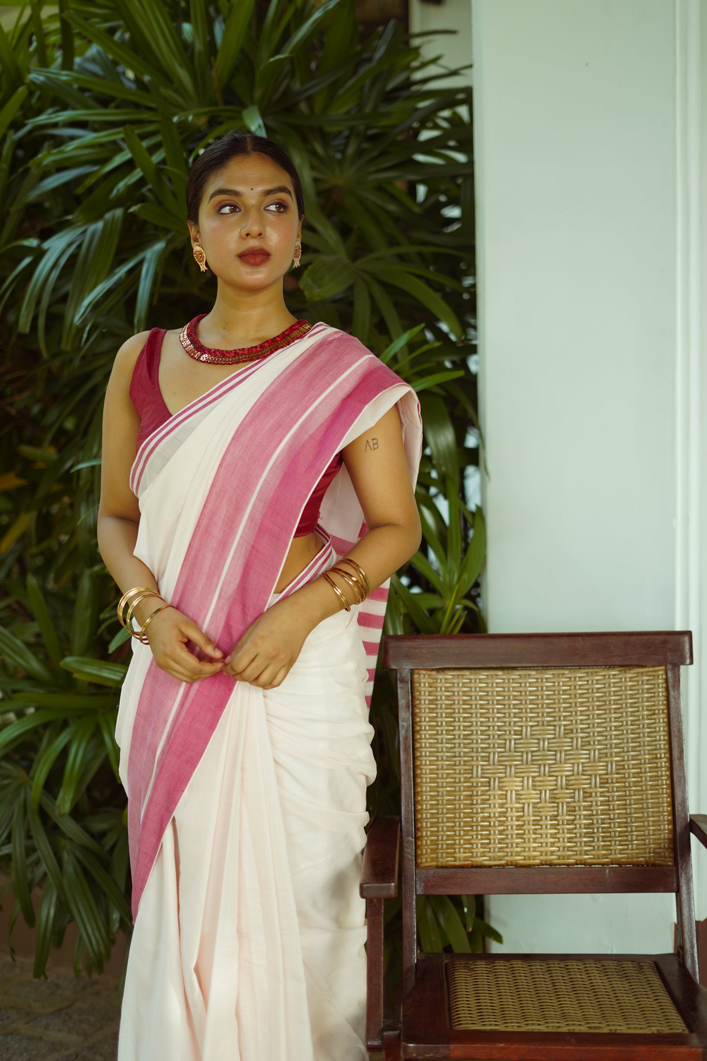 Pink blush  - Handwoven cotton saree