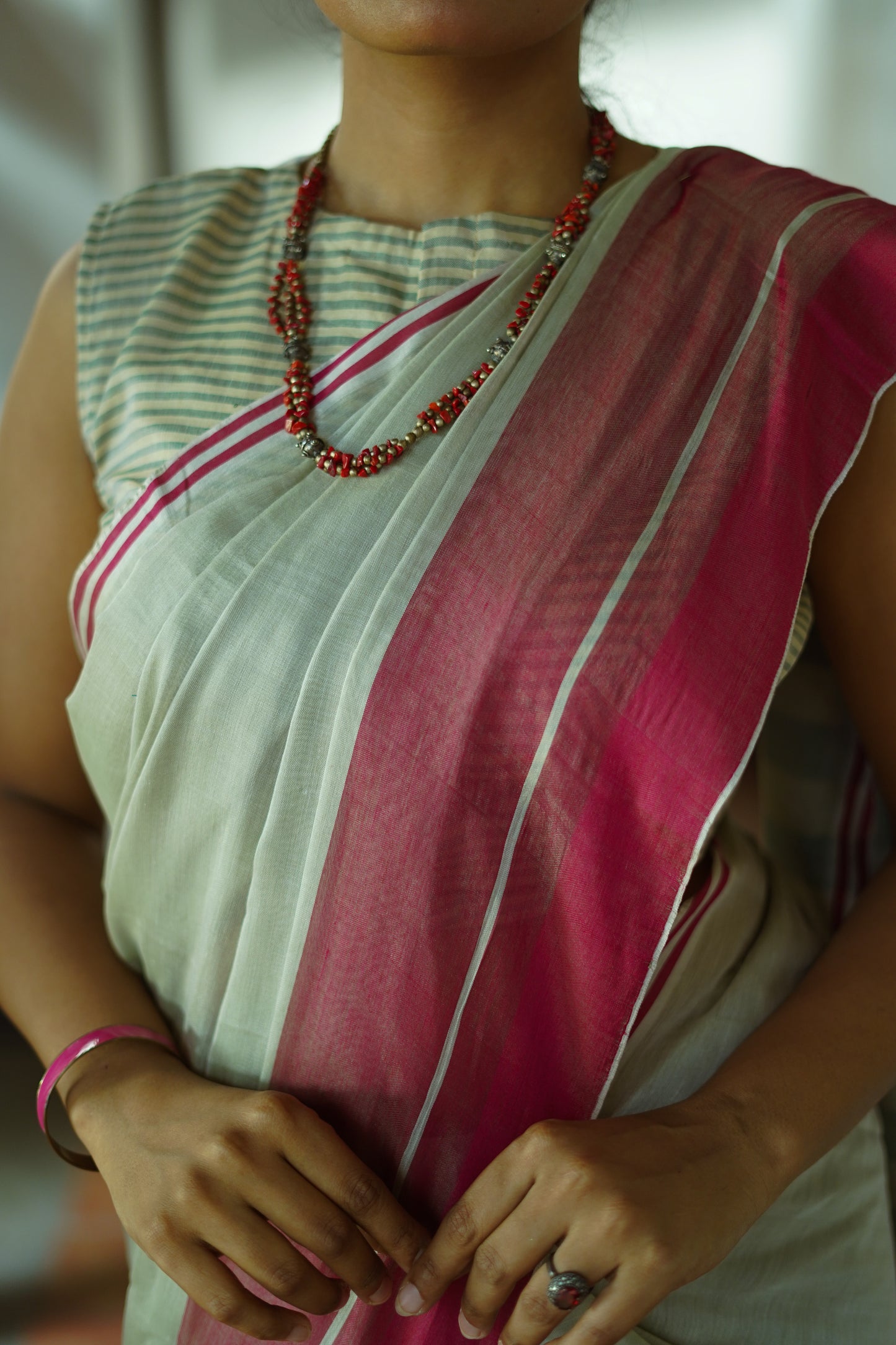 Mint green - Handwoven soft silk saree