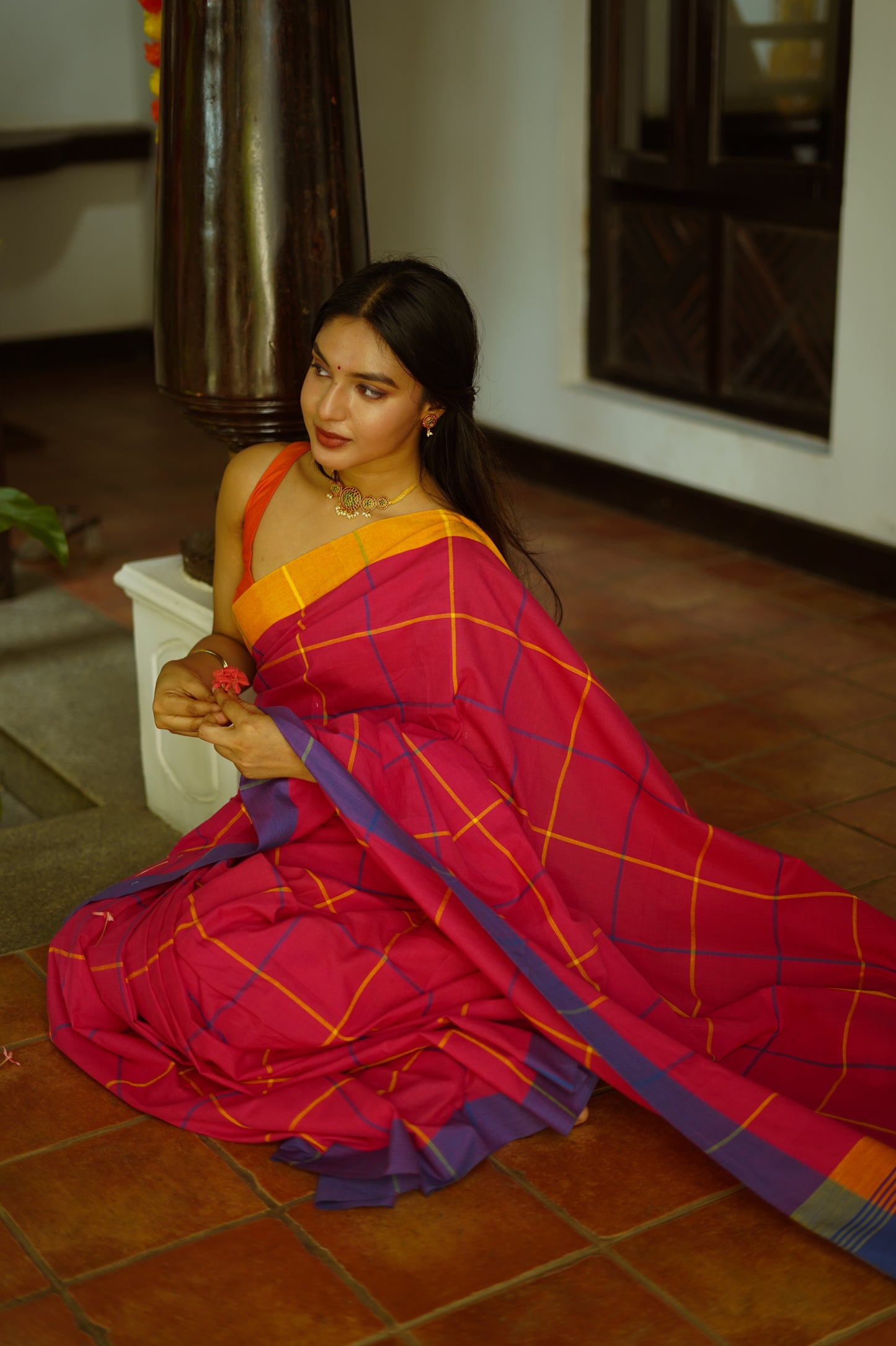 Petal pink - Handwoven cotton saree