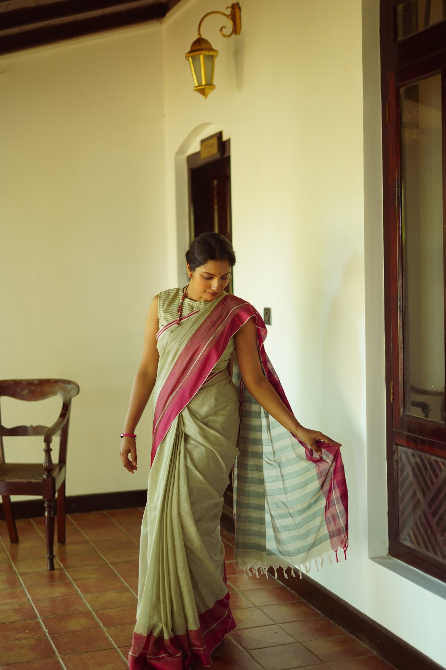 Mint green - Handwoven soft silk saree