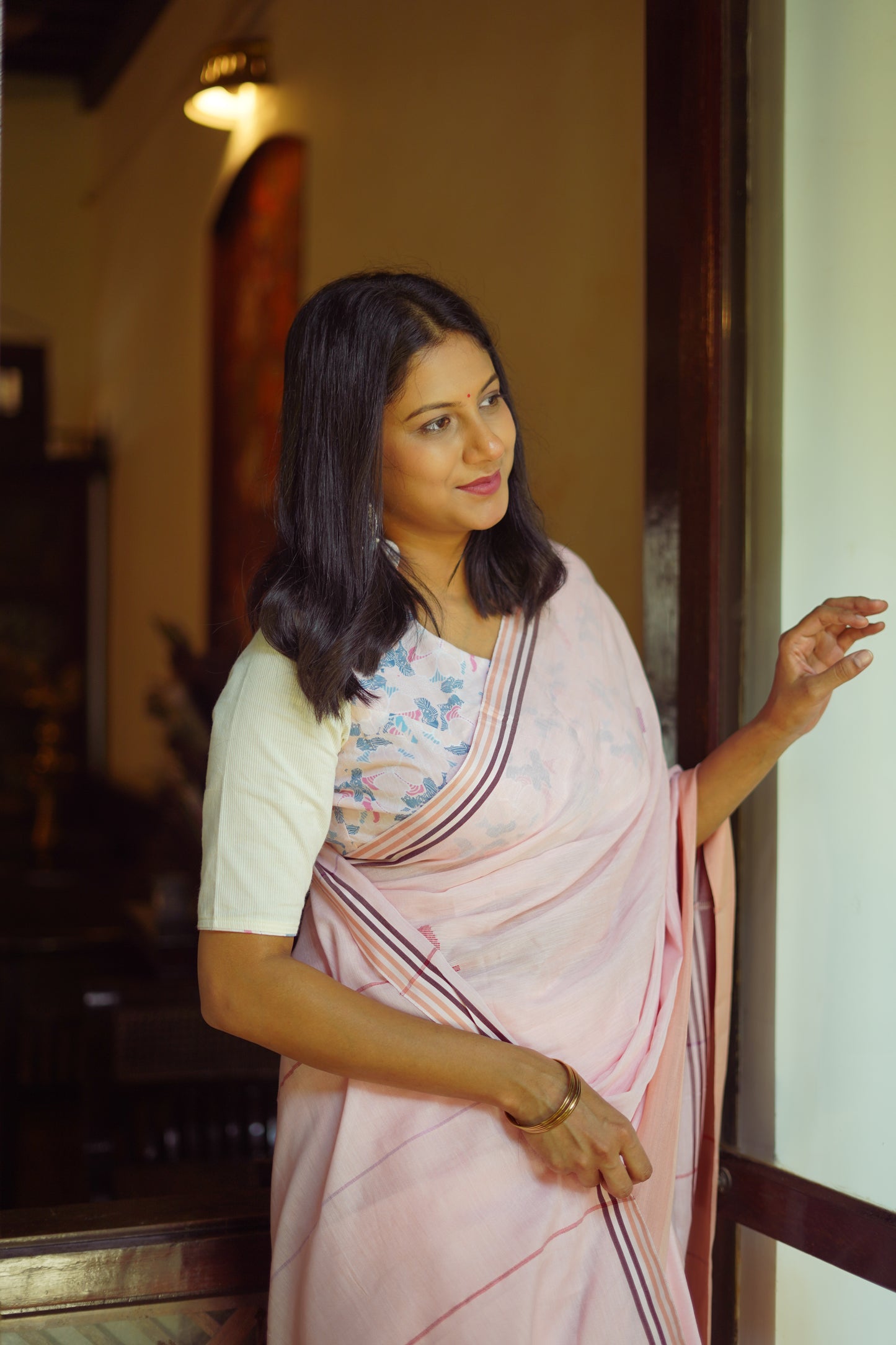 Rosy pink- Handwoven cotton saree