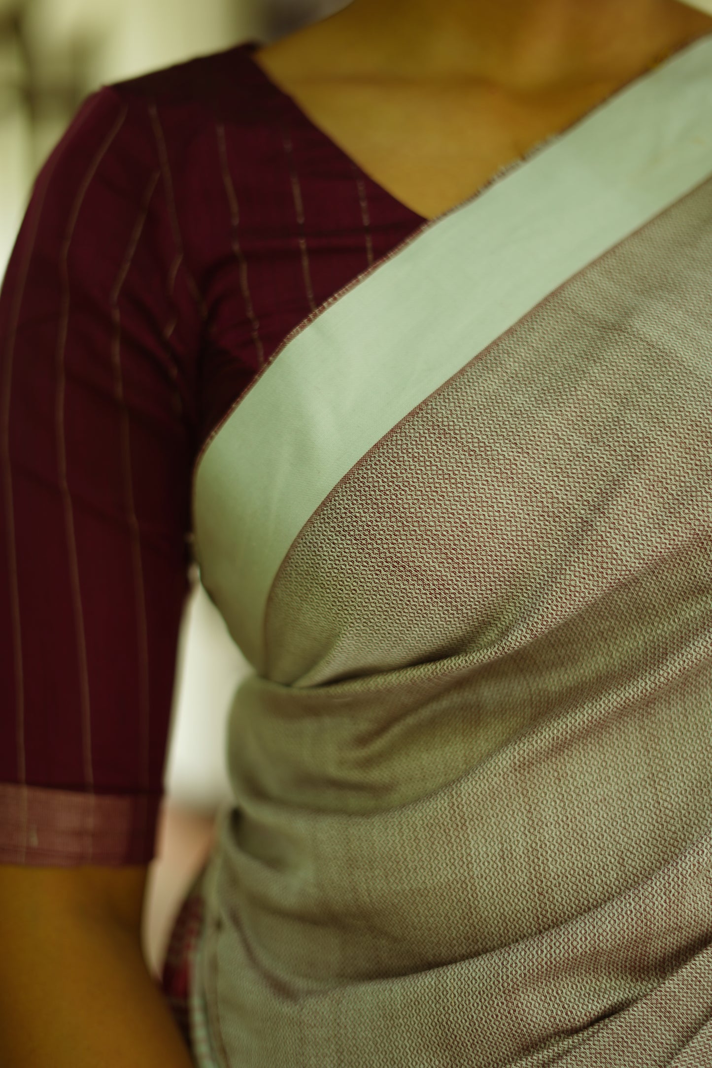 Misty grey -  Handwoven dobby cotton saree