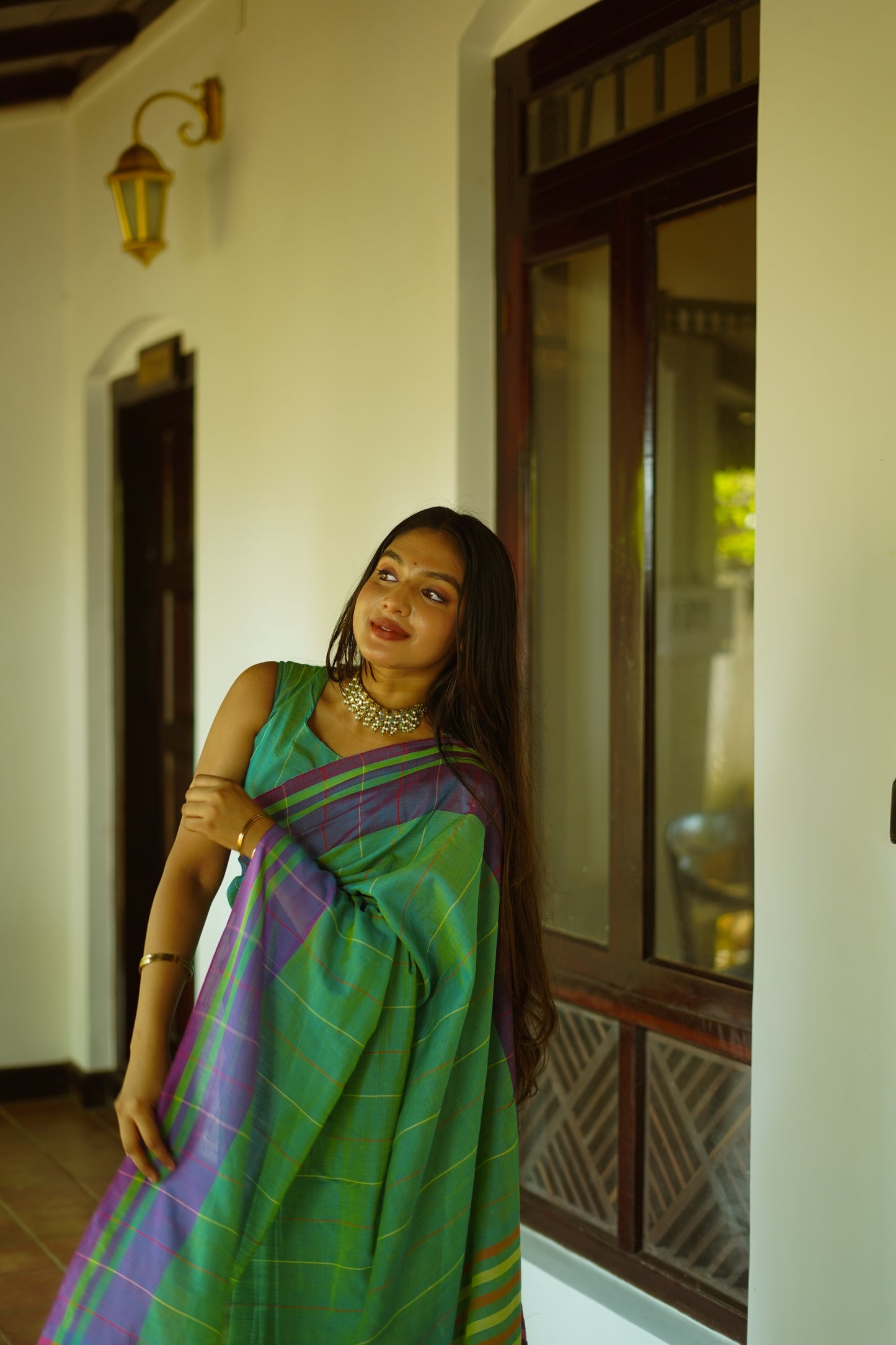 Tiffany blue- Handwoven cotton  saree