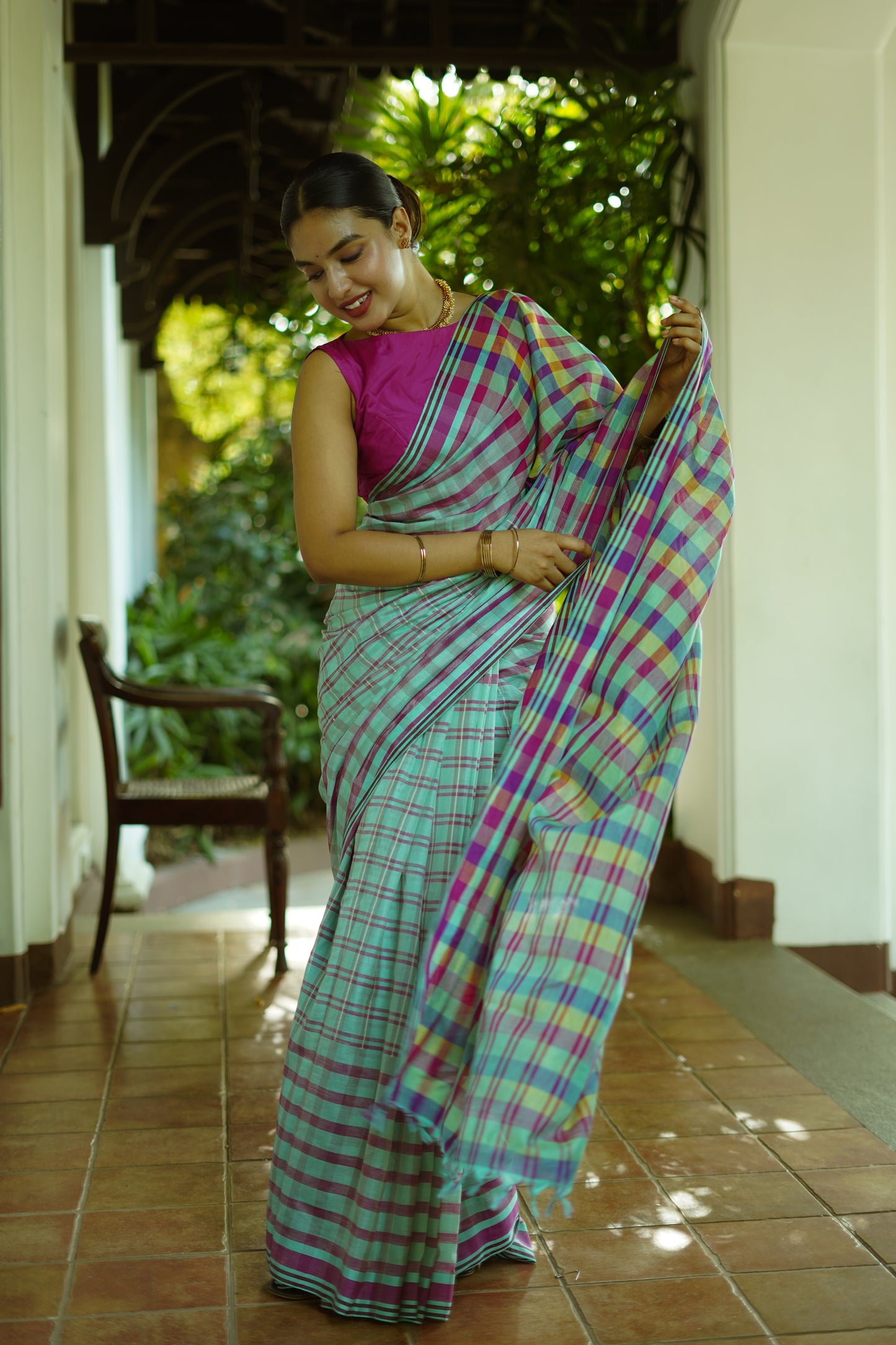 Prism checks - Handwoven soft silk saree