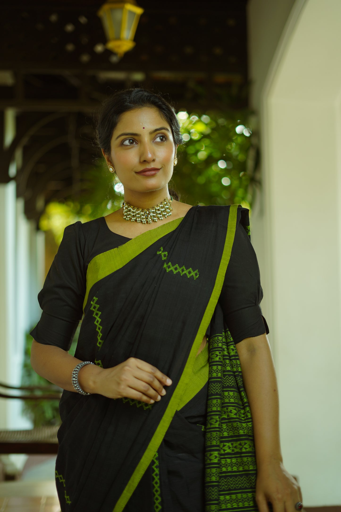 Matte Black - Handwoven cotton  saree