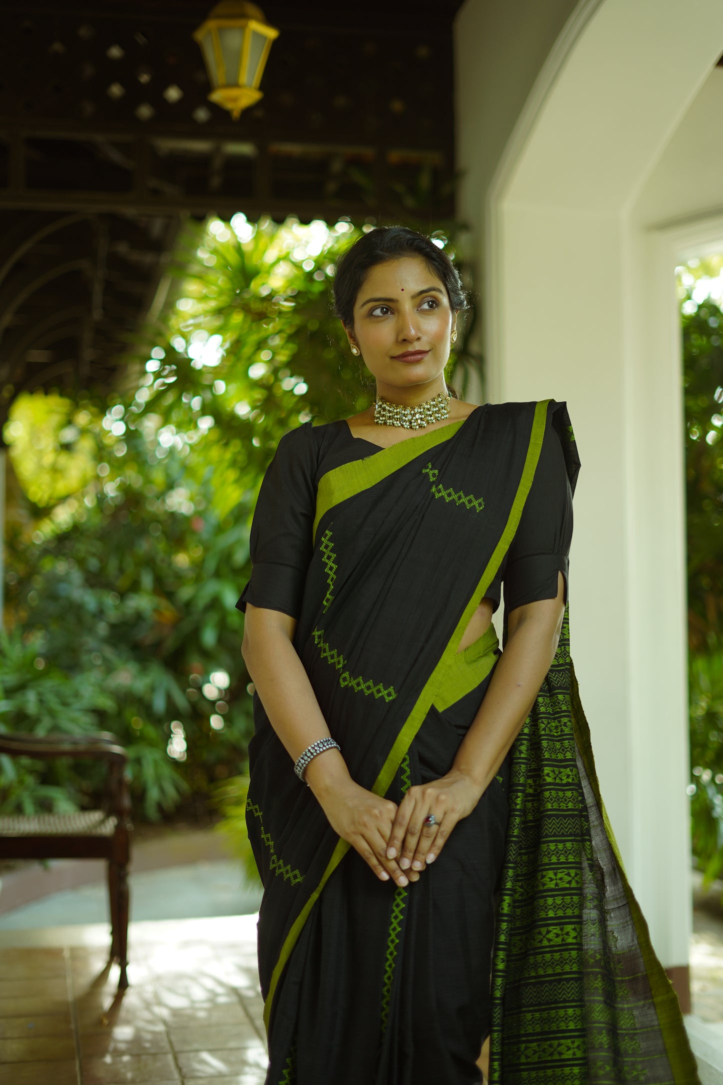 Matte Black - Handwoven cotton  saree