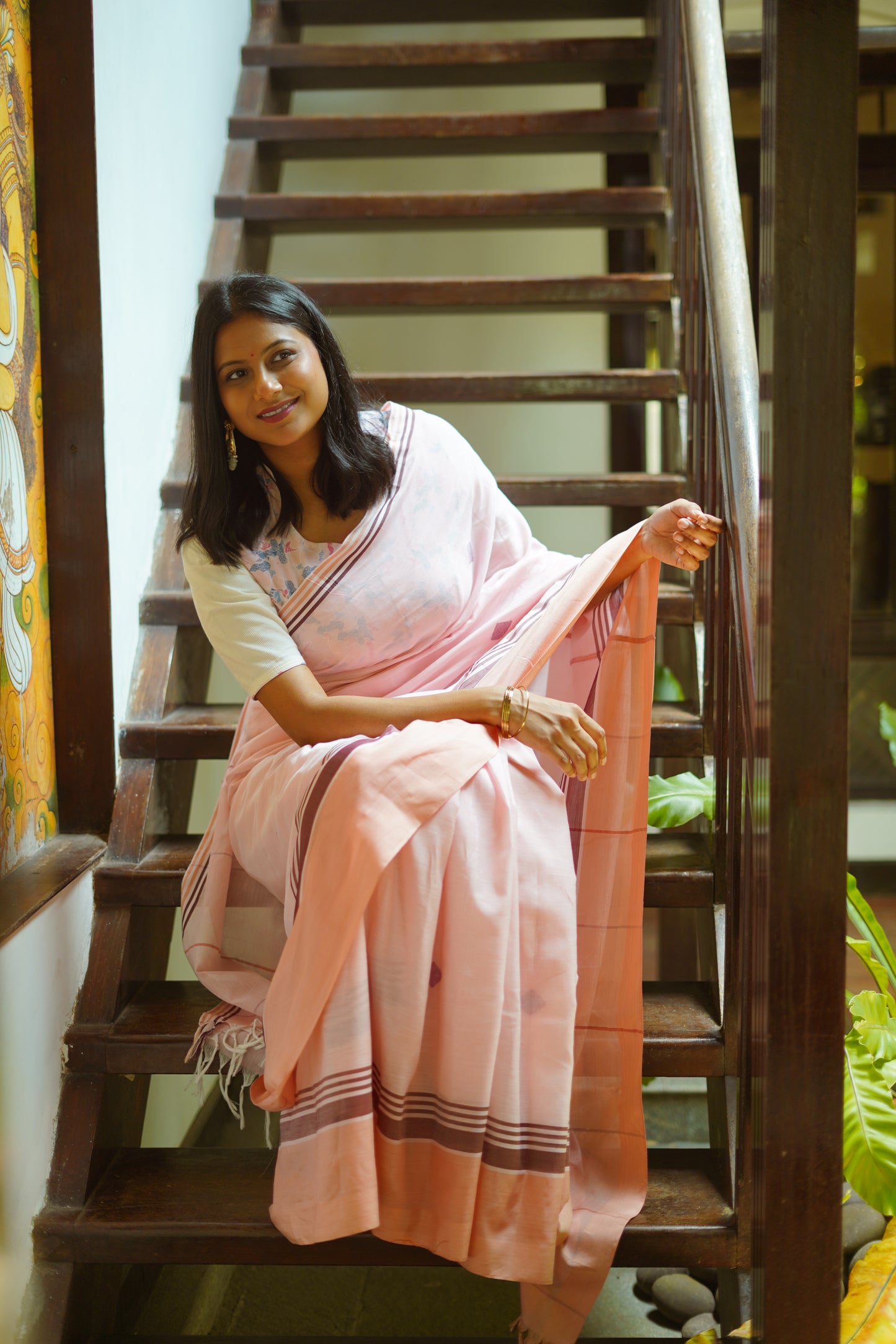 Rosy pink- Handwoven cotton saree