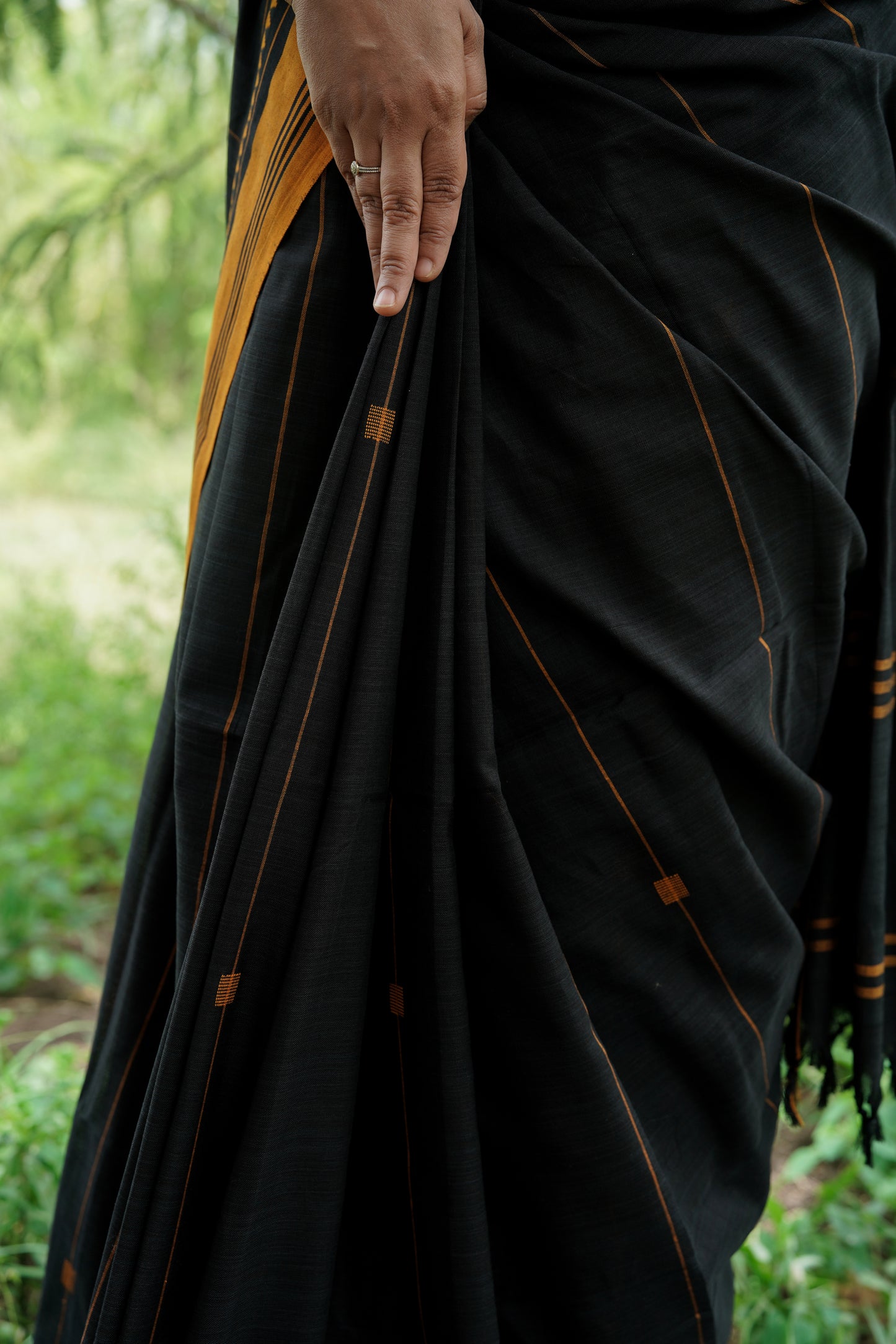 Black Forest -  Handwoven Jamdani cotton saree