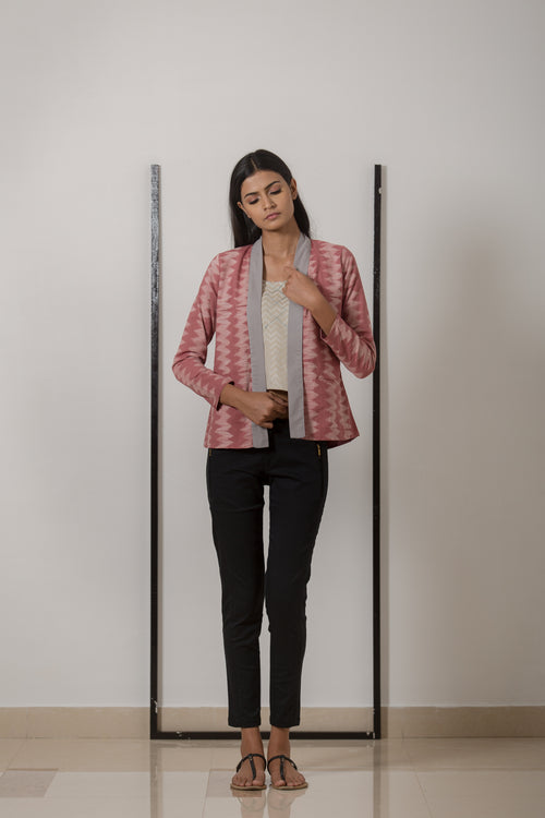 Nui Shibori Cotton Kimono Jacket - Rose - noolbyhand.com