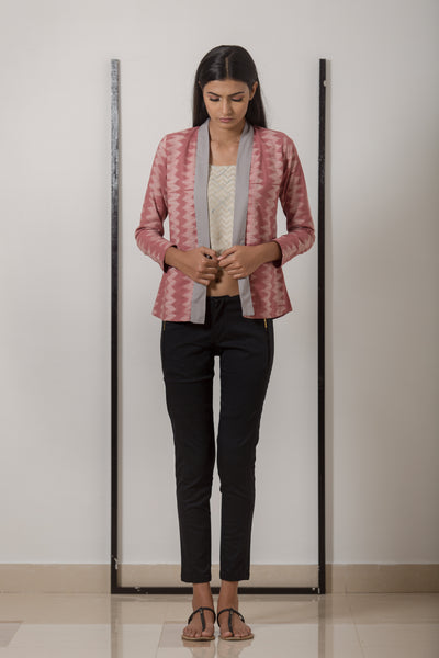 Nui Shibori Cotton Kimono Jacket - Rose - noolbyhand.com