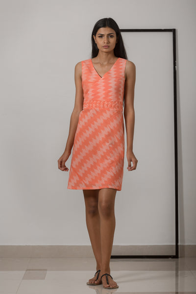 Nui Shibori Cotton Bias Dress - Peach - noolbyhand.com