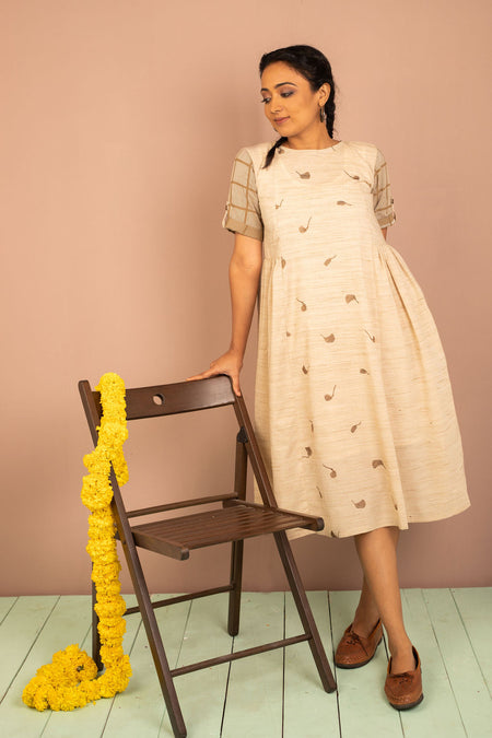 Cotton-Linen Dotted Wave Dress