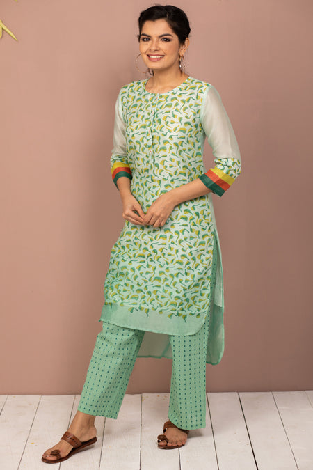Cotton Triangle Batik Dress - Green and Yellow