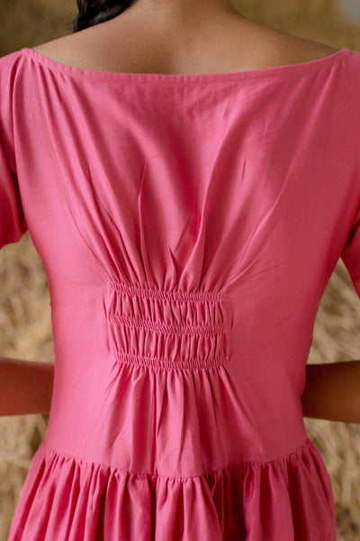 Gardenia - Pink Corded Dress - noolbyhand.com