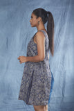 Block Printed Cotton Pleated Dress - Indigo - noolbyhand.com