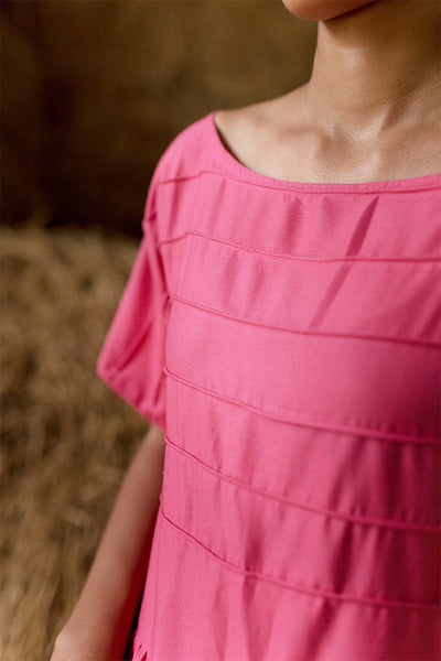 Gardenia - Pink Corded Dress - noolbyhand.com