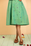 Teal Cotton Chambray Embroidered Dress - noolbyhand.com