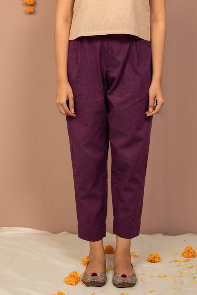 Purple Cotton Chambray Tapered Pant - noolbyhand.com