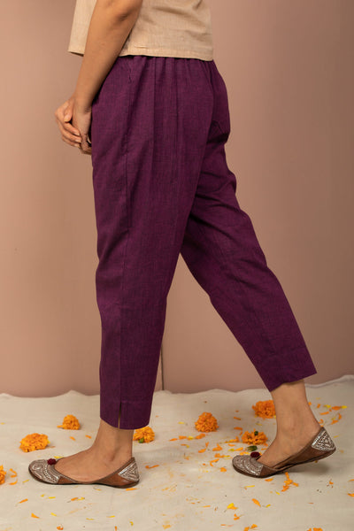 Purple Cotton Chambray Tapered Pant - noolbyhand.com