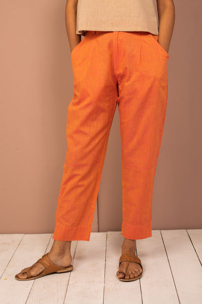 Orange Cotton Chambray Tapered Pant - noolbyhand.com