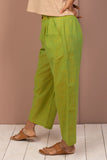 Green Cotton Chambray Straight Pant - noolbyhand.com