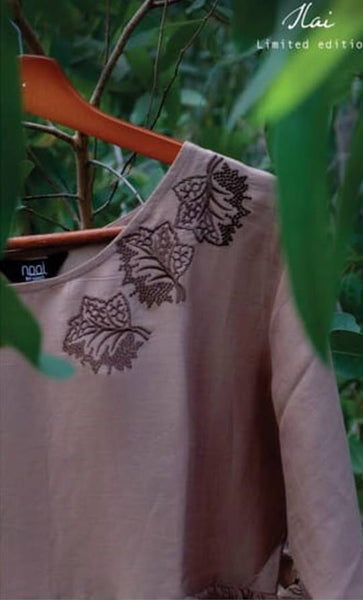 Brown embroidery kurta - noolbyhand.com