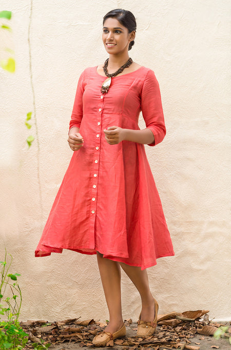 Cotton Batik Printed Pink Dress
